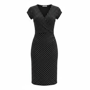 Joseph Ribkoff Black and Cream Polka Dot Midi Dress